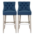 thumbnail image 3 of WestinTrends Hayes 29" Upholstered Wood Bar Stool with Tufted Back (Set of 2), Antique Gray/Tea, 3 of 10