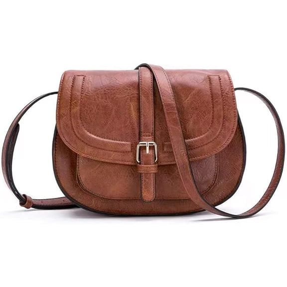 HMSHA Shoulder Bag for Women Leather Crossbody Purse Retro Satchel Handbag Lightweight Pocketbook