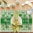 thumbnail image 5 of Happy St Patricks Day Placemats 12 x 18 Inch Shamrock Green Buffalo Plaid Table Mats Holiday Farmhouse Kitchen Dining Table Party Decor Set of 4, 5 of 6