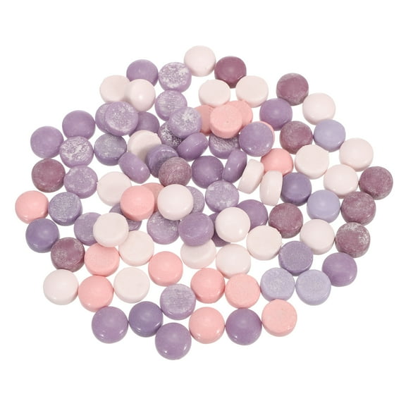 Uxcell 200g Round Mosaic Tiles 0.47" Iridescent Mosaic Glass Pieces for DIY Home Decoration Purple Pink Multicolored