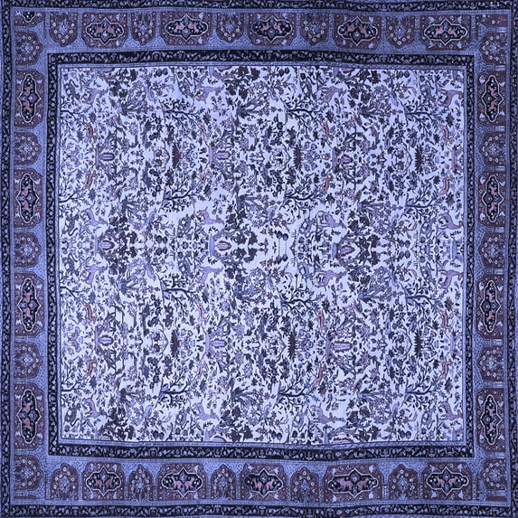 Ahgly Company Machine Washable Indoor Square Persian Blue Traditional Area Rugs, 3' Square
