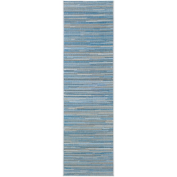 Couristan Monte Carlo Coastal Breeze 2'3" x 7'10" Runner Ocean and Champagne Outdoor Rug