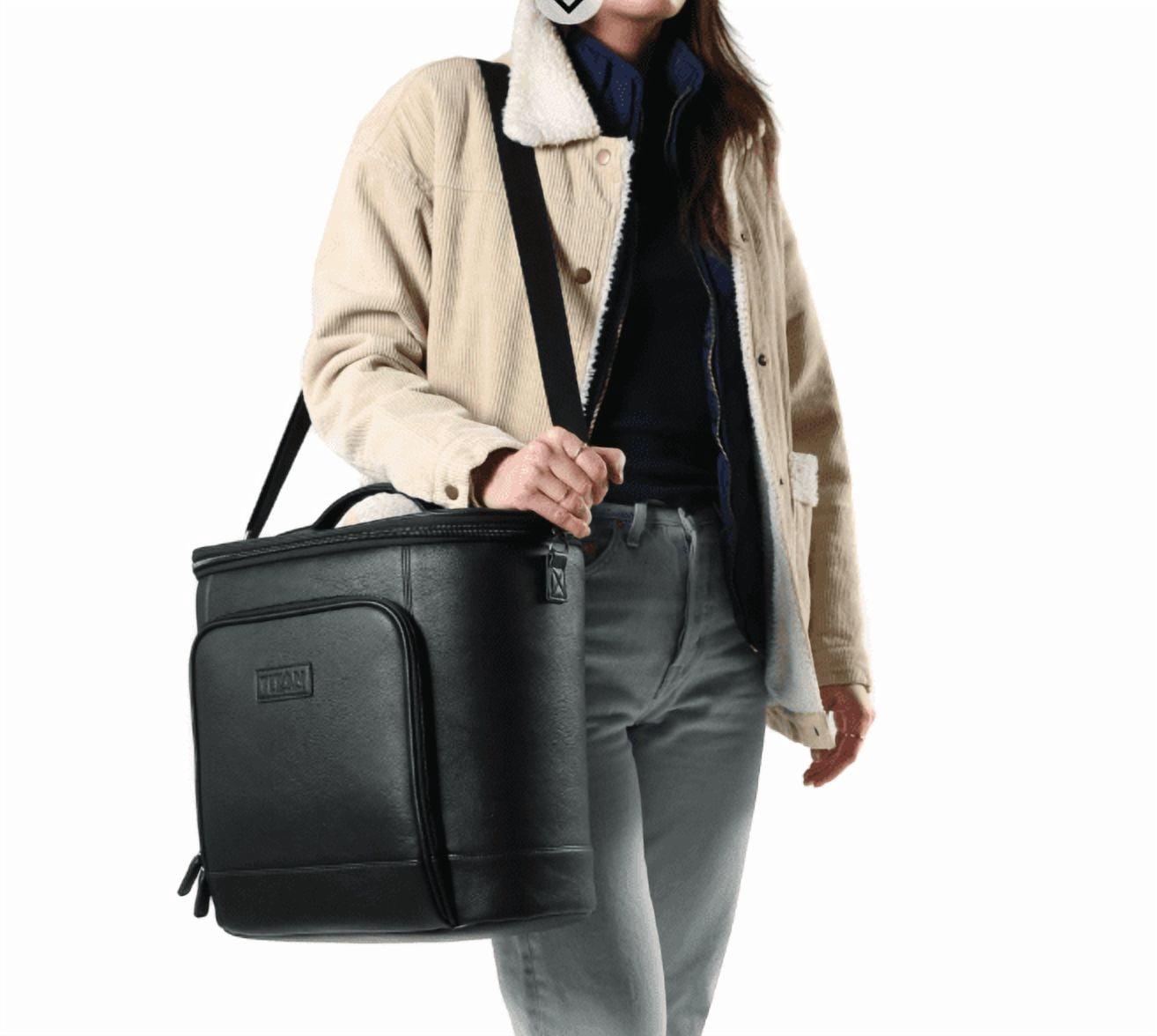 Titan Faux Leather Cooler Tote (black)