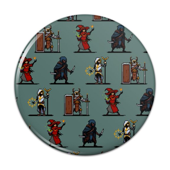 8-Bit Pixel Heroes RPG Pattern Pinback Button Pin