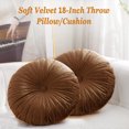 thumbnail image 3 of 18-Inch Round Velvet Throw Pillow for Home Decorative Couch (Coffee), 3 of 7