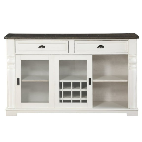 Steve Silver Joanna Wood Farmhouse Style Server with Storage, Ivory and Dark Oak