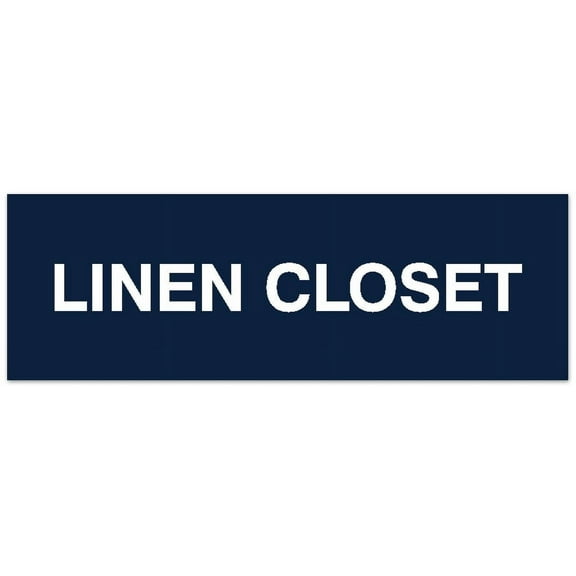 Signs ByLITA Basic Linen Closet Sign - Easy Installation | Durable Material (Navy Blue / White) - Large
