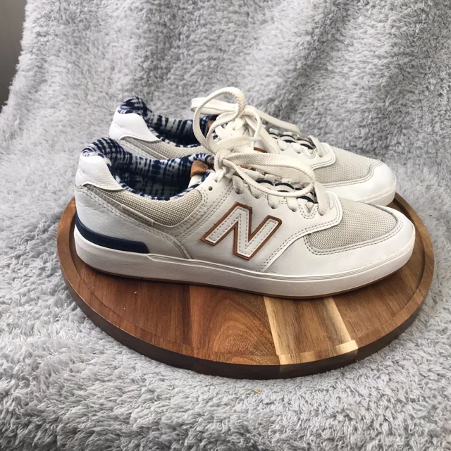 New Balance x Slowtide 574 Mens 8.5D Arctic White Leather Classic Sneakers Shoes