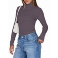 thumbnail image 3 of Women'S Long Sleeve Shirts Fall Fashion Basic Thermal Underwear Tops Winter Clothes Dark Purple S, 3 of 9