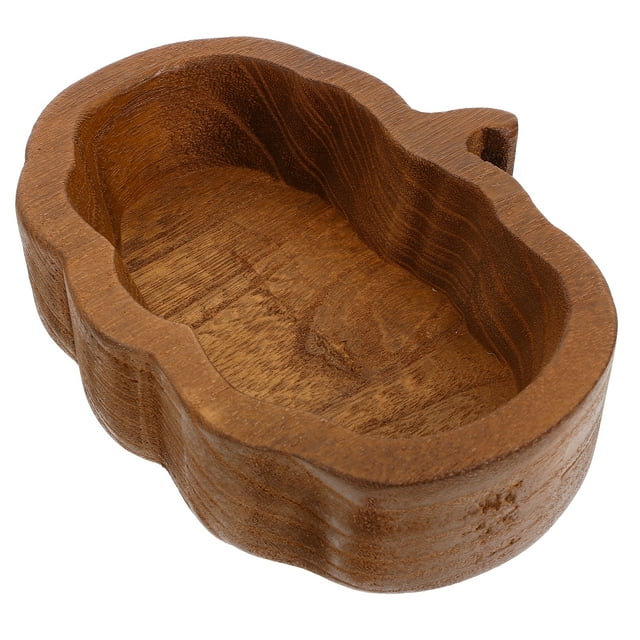Bol en Bois en Forme de Citrouille Bol de Rangement Alimentaire Support à Dessert Assiette de Service en Bois