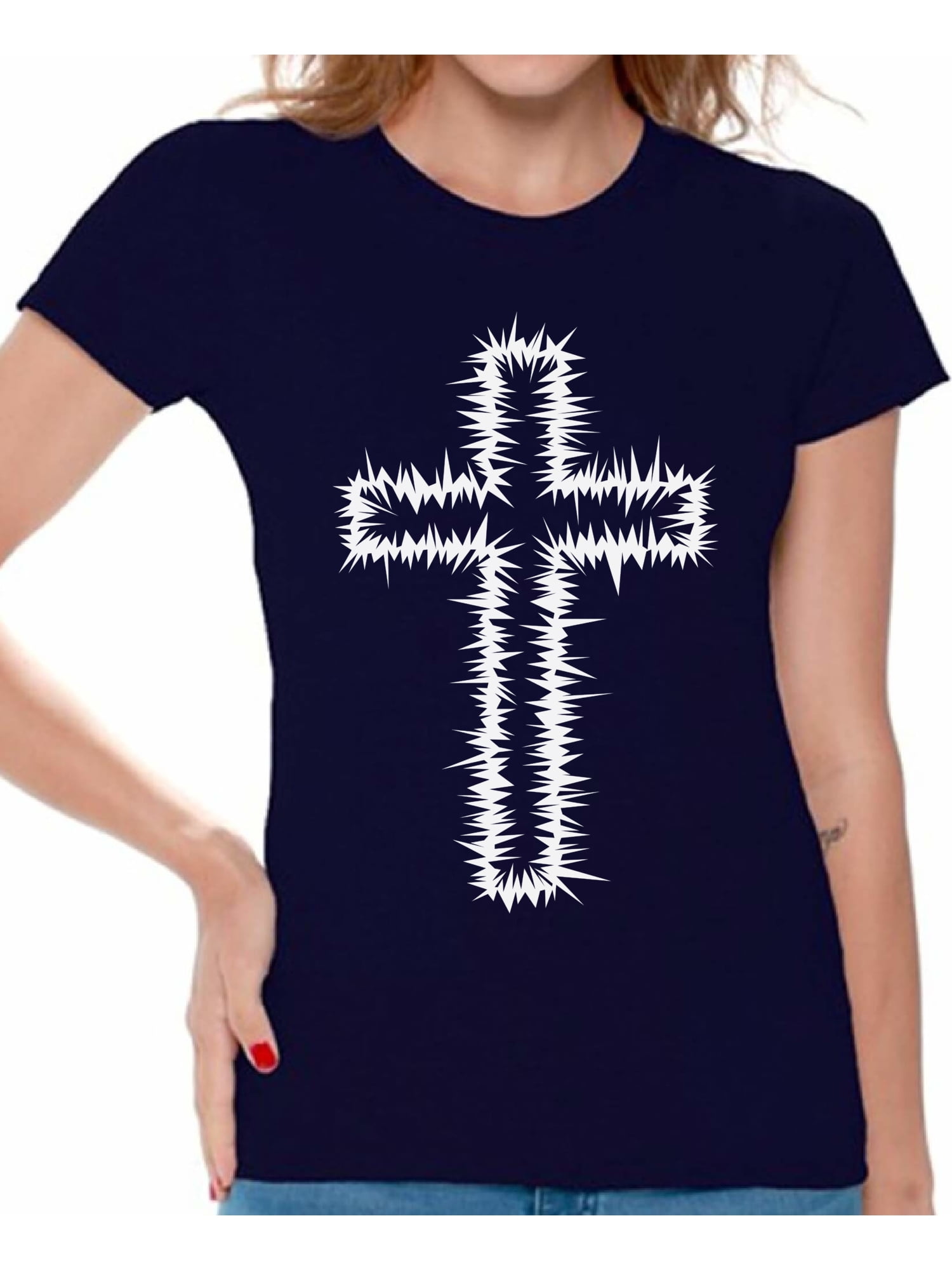 Awkward Styles White Cross Shirt For Women Christian Cross Clothes For