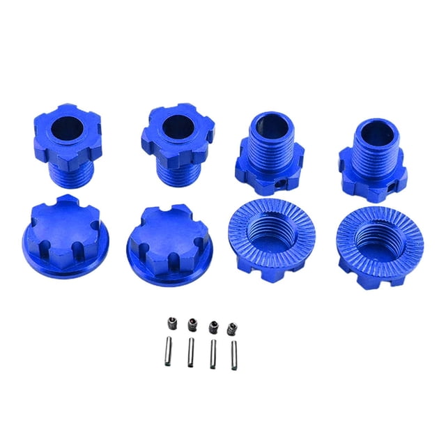4 piezas de bujes de rueda estriados, adaptador de bujes hexagonales de metal de alta resistencia Azul