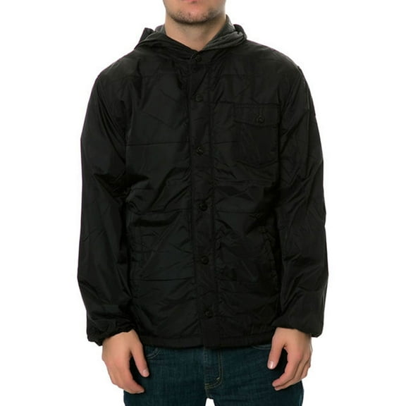 AMBIG Mens The Lenny Nylon Anorak Jacket, Black, Small