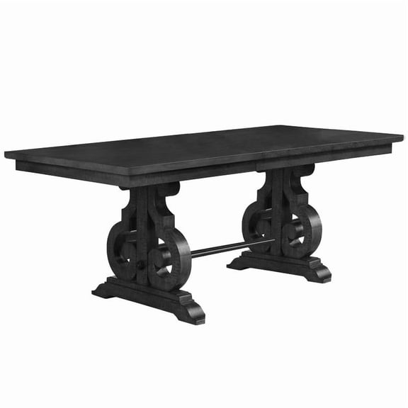 Counterheight Extendable Dining Table in Dark Gray Wood and 18" Removable Leaf