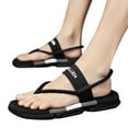 thumbnail image 2 of IUJSOY Men's Thong Sandals Casual Elastic Strap Beach Flats Flip Flops Fashion Summer Shoe Black 7.5, 2 of 9