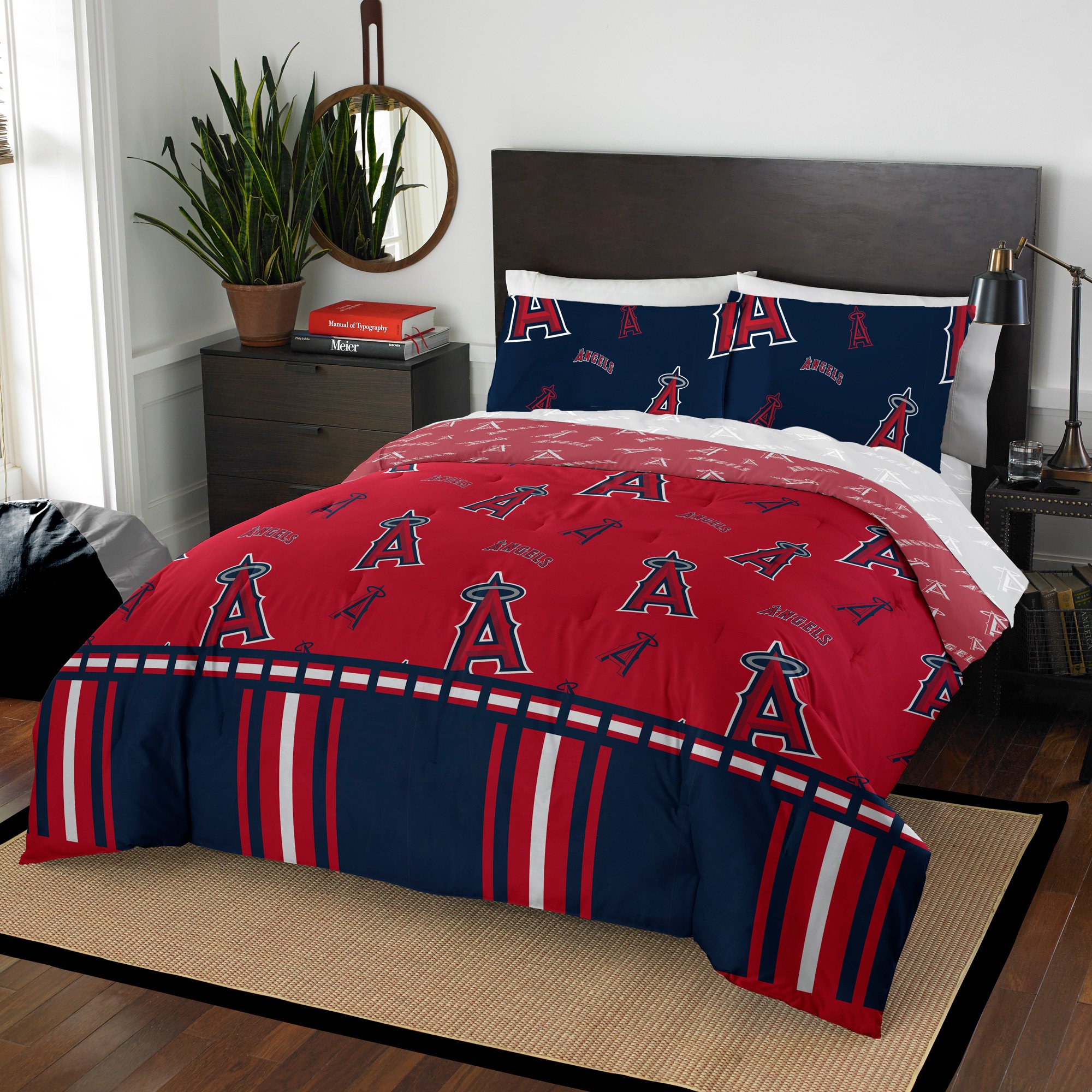 Comforter Set Full Los Angeles Angels MLB 5pc Bedding Sheets Red Bed in