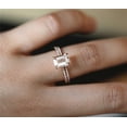 thumbnail image 4 of Emerald Cut Morganite Solitaire With Accent Wedding Engagement Bridal Set Ring For Women 14k Rose Gold Finish, 925 Sterling Silver, 4 of 6