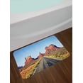 thumbnail image 2 of Arizona Bath Mat, Adventure Trip Themed Panoramic View of Long Road at Monument Valley USA Highway, Plush Bathroom Decor Mat with Non Slip Backing, 29.5" X 17.5", Multicolour, by Ambesonne, 2 of 2