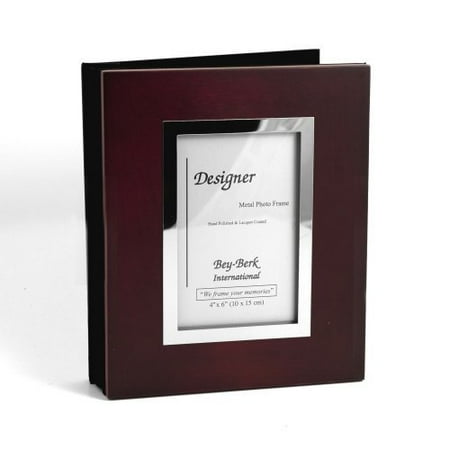 Bey-Berk Mahogany Wood Photo Album - Tarnish Proof