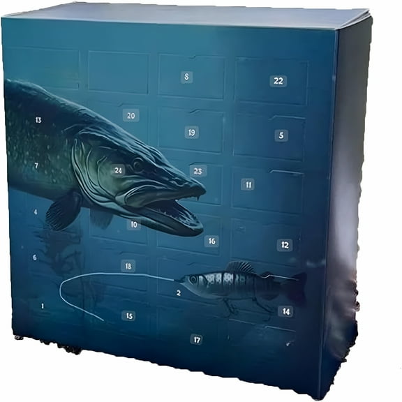BESTSKY Fishing Lure Advent Calendar, 24 Days Fishing Lure Advent Calendar Fishing Tackle for Fishing Lovers (1pcs)