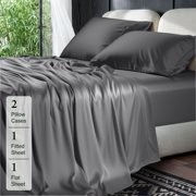 Sonoro Kate 100% Organic Cooling Bamboo Sheets, Queen Sheet Set 4-Piece with 16 Deep Pocket, Silky Smooth Luxury Bed Sheets, Dark Gray