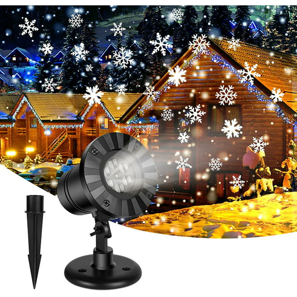 TOPCHANCES Christmas Snowflakes Projector Lights, Dynamic Snowfall  Outdoor/Indoor LED Projection Lamp Waterproof 180° Rotating for Holiday  Xmas