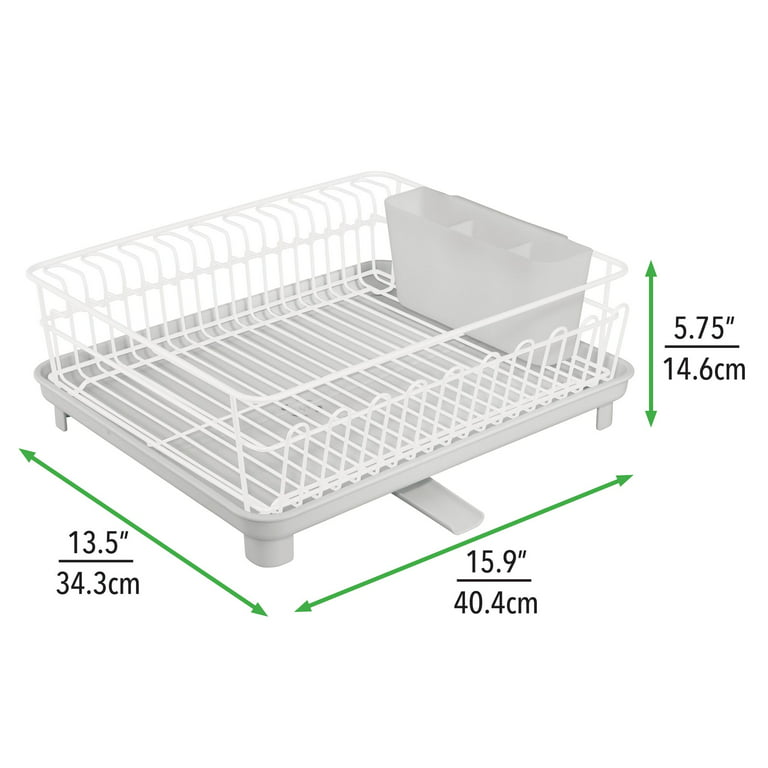mDesign Kitchen Dish Drying Rack with Swivel Spout, 3 Pieces