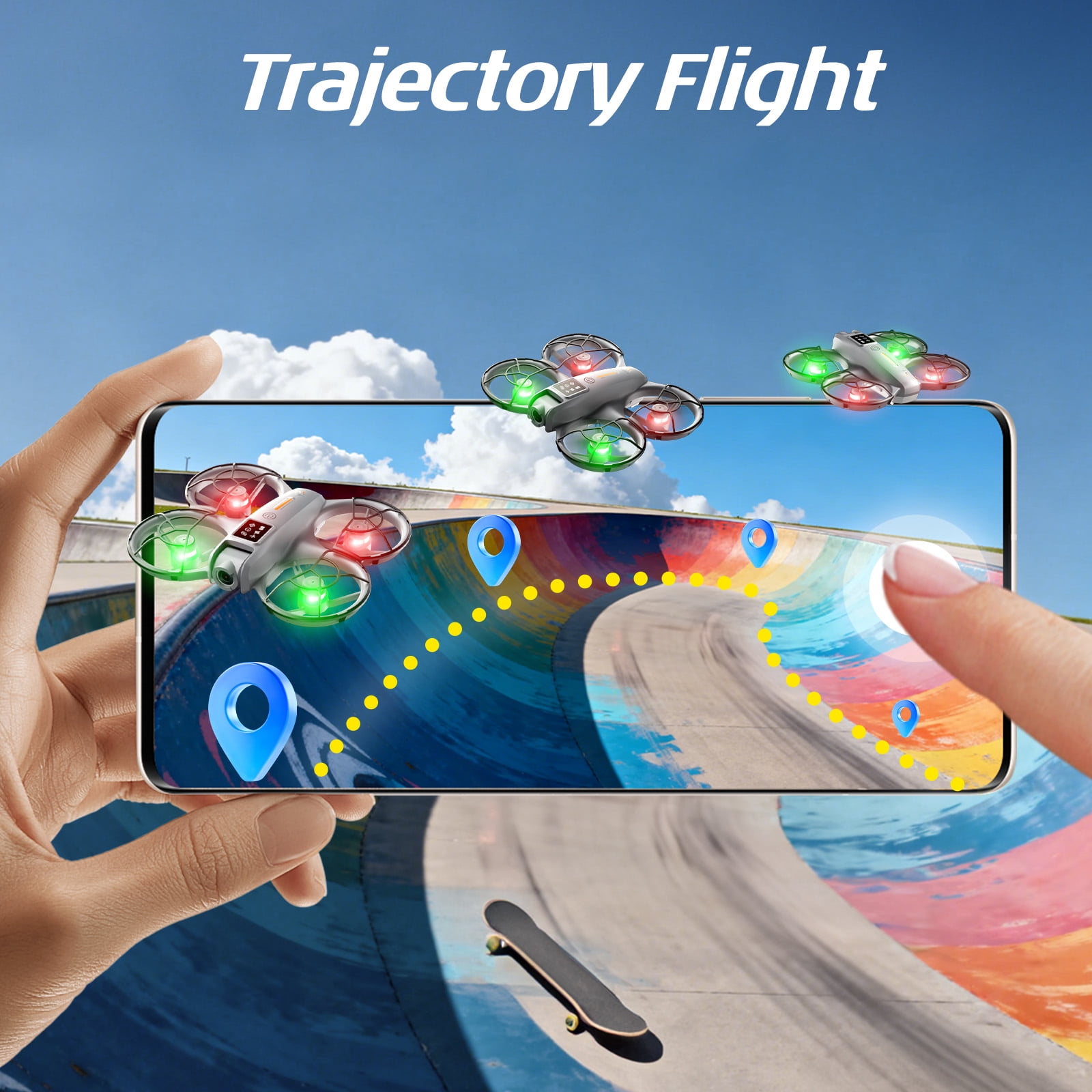 Wefone M2 Drones with Camera for Kids, One-Key Takeoff and Landing, 360° Flip, Headless Mode, Optical Flow Hover, Brushless Motor, 2 Batteries, Gray