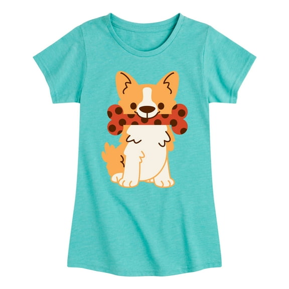 Instant Message - Corgi With Bone - Toddler And Youth Girls Short Sleeve Graphic T-Shirt