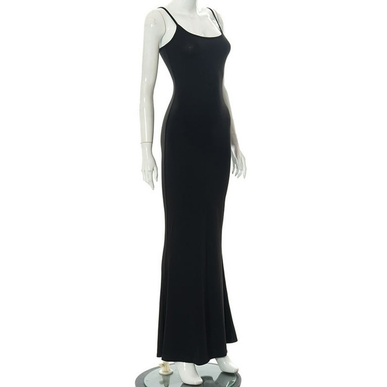 knee length dresses for ladies Black Sequin Mermaid Spaghetti Straps Long Evening Prom Dresses, Custom  Prom Dress, MR8492