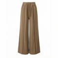 thumbnail image 7 of WIZUTIZ Women's High Waist Wide Leg Trousers Elastic Waist Drawstring Side Stripe Pockets Full Length Casual Loose Pants Street Style Elegant, 7 of 7