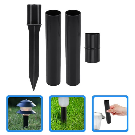 LOLIPPYY 4-Piece Set of Heavy Duty Black Plastic Light Stakes for Outdoor Use