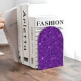 thumbnail image 6 of Easygdp Purple Glitter 2 Pcs Bookend Large Capacity Office Book Ends for Home Office Library School Study Decoration, 6 of 8