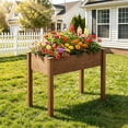 thumbnail image 3 of Atilioo Wooden Raised Garden Bed with Legs, 34x18x30 Inch Elevated Reinforced Planter Box for Backyard, Patio, Balcony w/ Liner, Brown, 3 of 9