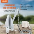 thumbnail image 2 of VEVOR Fluke Style Anchor Kit, 8.5 LBS Hot-Dipped Galvanized Steel Fluke Anchor with 7.9' Chain, 75' Rope and Two 0.4" Shackles, Marine Boat Anchor for Small Vessels Under 18', Seas, Rivers, 2 of 9