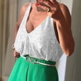 thumbnail image 4 of Women Camisole Top Sequins V Neck Round Neck Front Back Wear Comfortable Sleeveless Camisole Top Sliver XS, 4 of 8