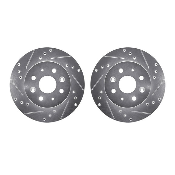 Dynamic Friction Company Front Brake Rotors-Drilled and Slotted-Silver 7002-21009