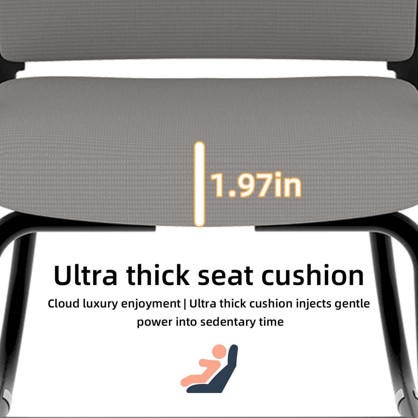 Modern Office Chair No Wheels, Ergonomic Study Chair with Handrail and Steel Legs, Comfy Home Office Desk Chairs with Ultra Thick Cushion, Black+ Gray