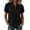 *Black, variant on VBVC Women's Cotton-Linen Puff Sleeve Blouse , Ladies' Tie Keyhole Neck Short Sleeve Top , Casual Loose Fit Summer Shirts For Women,Black,S-2XL