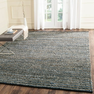 SAFAVIEH Cape Cod Jaime Braided Striped Jute Area Rug, 11' x 16', Blue