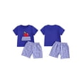 thumbnail image 2 of BemeyourBBs Toddler Baby Boy Back to School Outfit Baby First Day of School Kindergarten Outfit Baby Boy Summer Clothes Apple Embroidery Short Sleeve T Shirt and Plaid Shorts 2 Pcs Set, 2 of 9