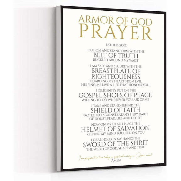 Canvas Wall Art Modern Art Print Armor Of God,Christian Spiritual Warfare Prayer Wall Art,Victorious Christian Living Quotes Painting Artwork Wall Decor For Home Office Wooden Unframed Ready To Hang
