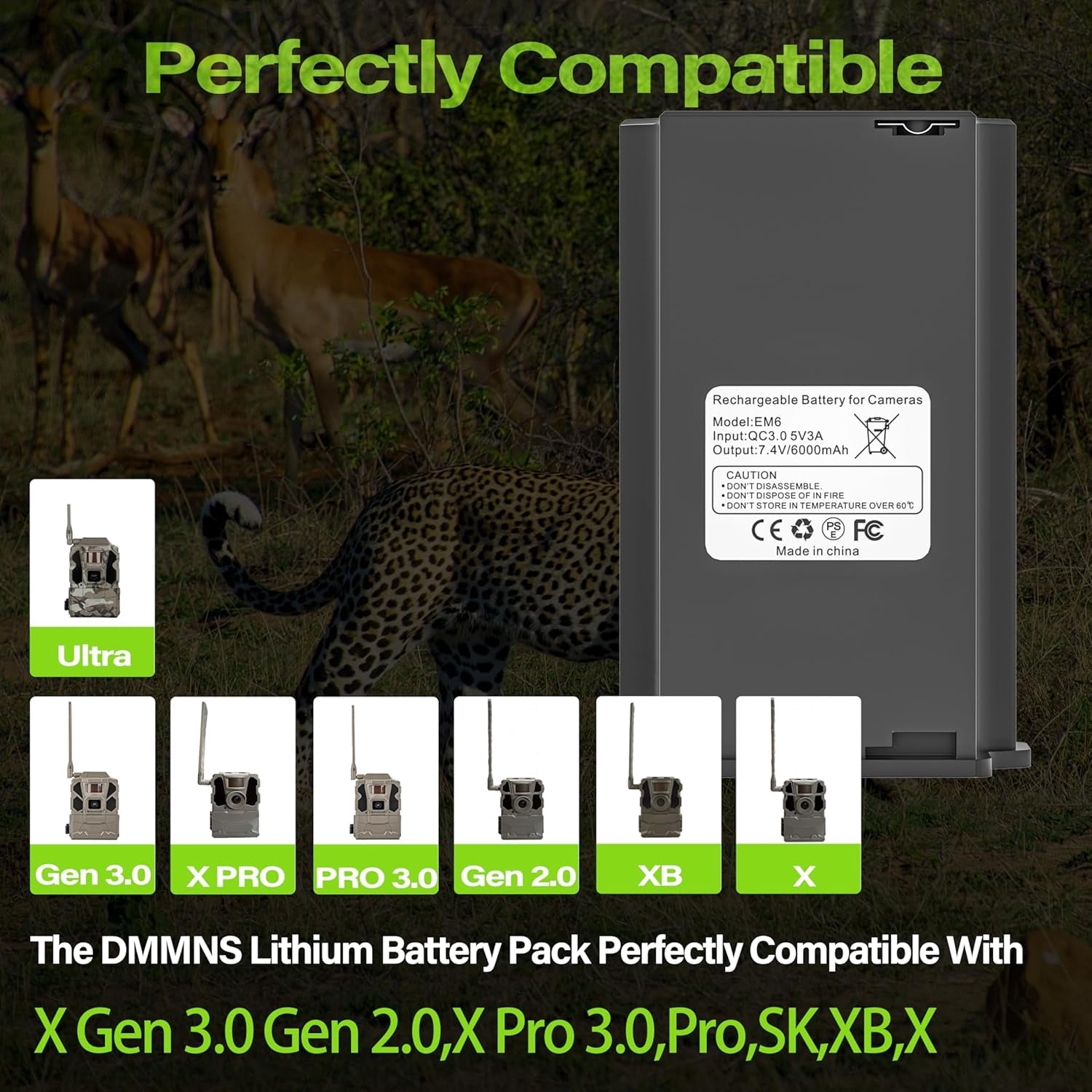 4-Port Fast Charging Station and 4 Pack Battery, Replacement TACTACAM Reveal Lithium Cartridge Charger, fit for Ultra, X, Pro 3.0, Gen 2.0 & 3.0 Cellular Trail Camera, Include 12V 5A Wall Charger