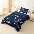 thumbnail image 2 of Manfei Hippie Bass Fish Twin Comforter Sets, Rustic Fishing Bedding Set, Navy Blue, Blue Reversible, 2-Piece, 1 Comforter and 1 Pillowcase, 2 of 7