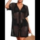 thumbnail image 1 of Vestido de Crochet con Botones y Abertura Lateral para Mujer, Traje de Baño con Bolsillos. Negro M, 1 of 9