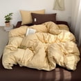 thumbnail image 3 of NAYOROOM Brown Stripes Yellow Duvet Cover King Set, 3-Piece Retro Vertical Ticking Stripes Soft Comforter Cover, 3 of 10