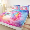 thumbnail image 3 of Castle Fairy Magic Unicorn Twin Sheet Sets for Kids,Dreamy Princess Animal Bedding, 3 of 7