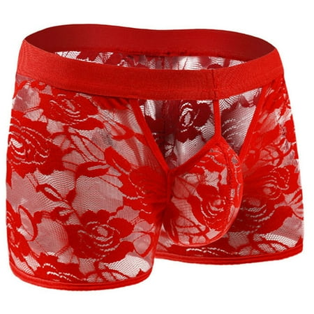 EOYWHK Lace Boxer Briefs for Men Floral Print Vintage Crochet Underwear Stretch Breathable Seamless Mens Underwear Clearance