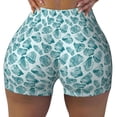 thumbnail image 2 of Balery Teal turquoise shell Printed Workout Shorts for Women Seamless Scrunch Short Gym Yoga Running Sport Active Exercise Fitness Shorts-Medium, 2 of 8