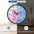 thumbnail image 5 of Voice Activated Clock with Glow Light 12 Inch Large Silent Wall Clock Battery Operated for Home Decor Pink Heart-shaped Glass, 5 of 8